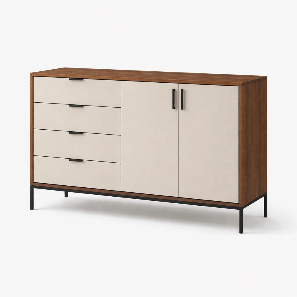Sideboard Holz Braun Creme Modern-velnoxio